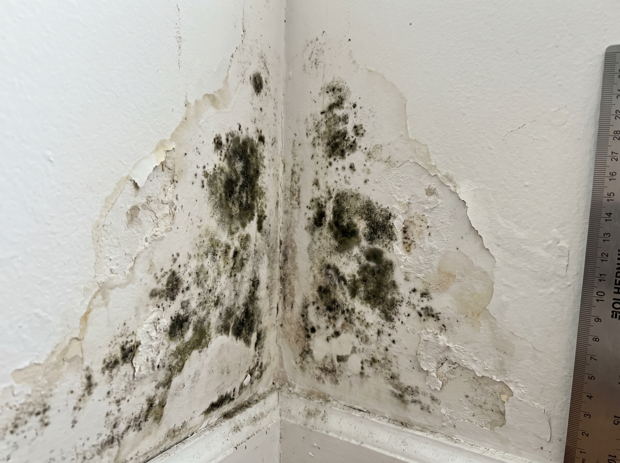 Mold growth on interior wall